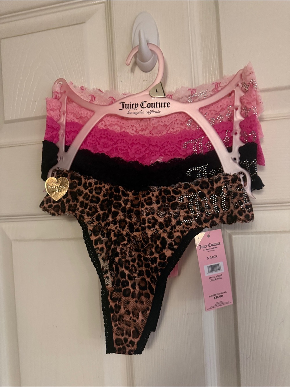 Juicy Couture Pink, Black & Leopard Lace Bikini Panty 3-Pack